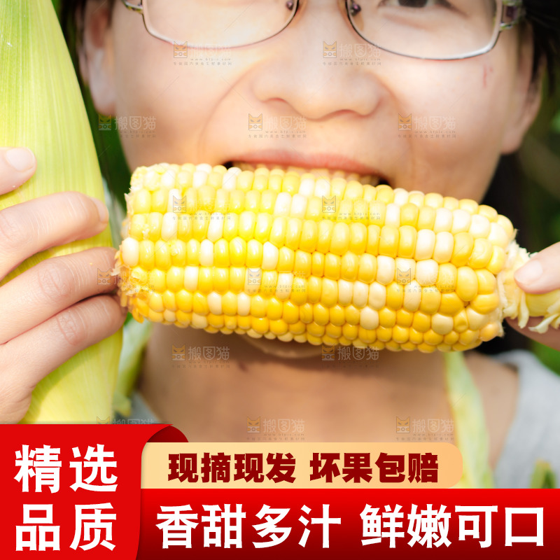 手里拿着甜玉米