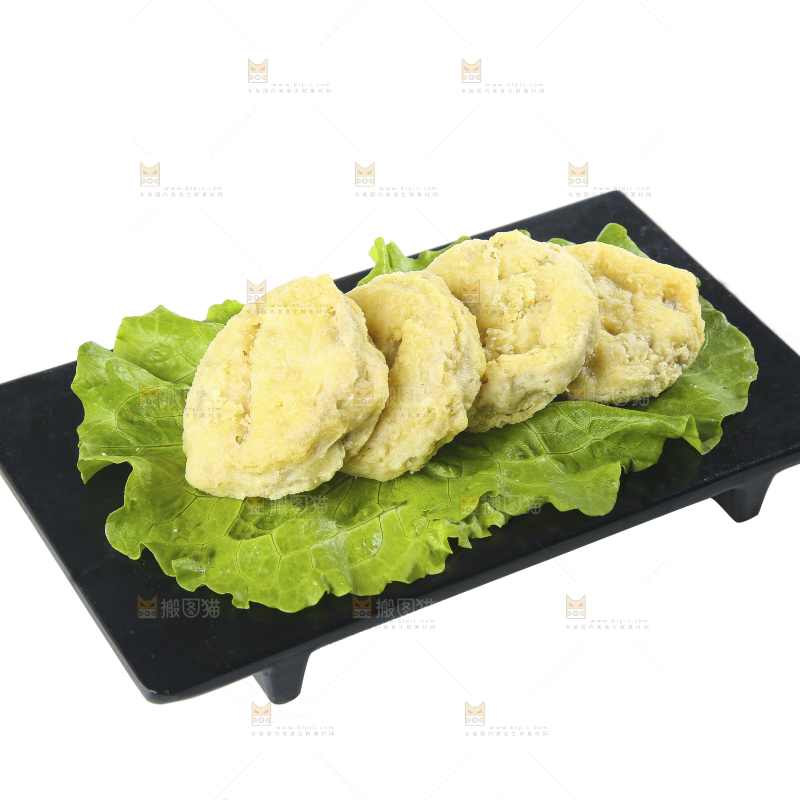 白底上的炸藕夹