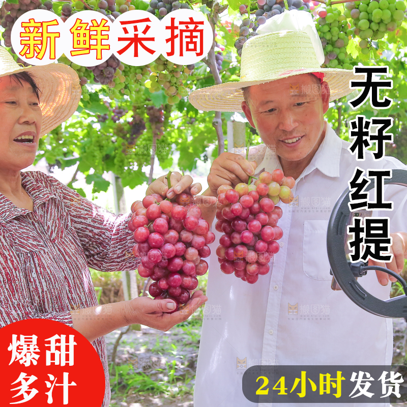 手里拿着新鲜葡萄