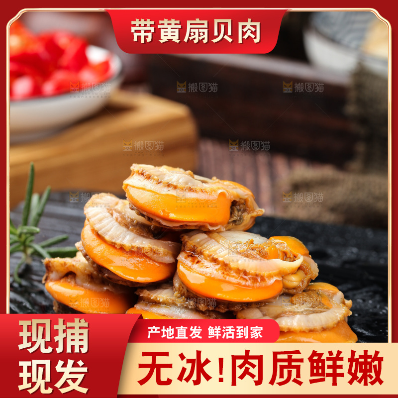 深底上的带黄扇贝肉