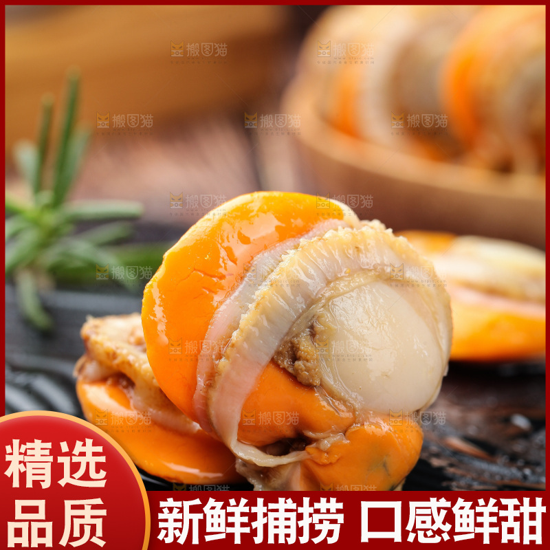 深底上的带黄扇贝肉