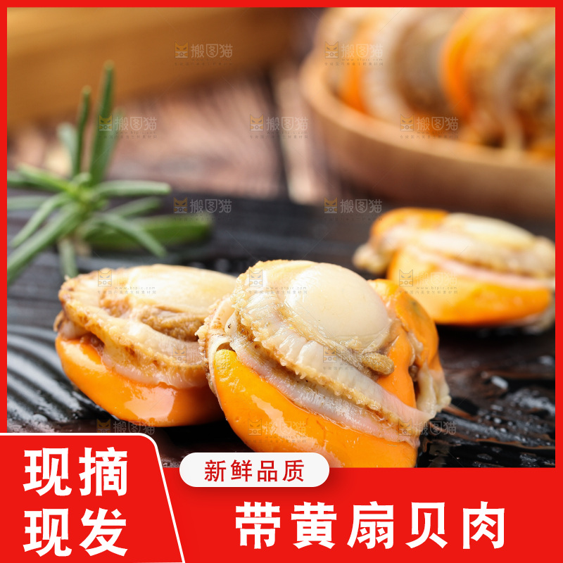 深底上的带黄扇贝肉