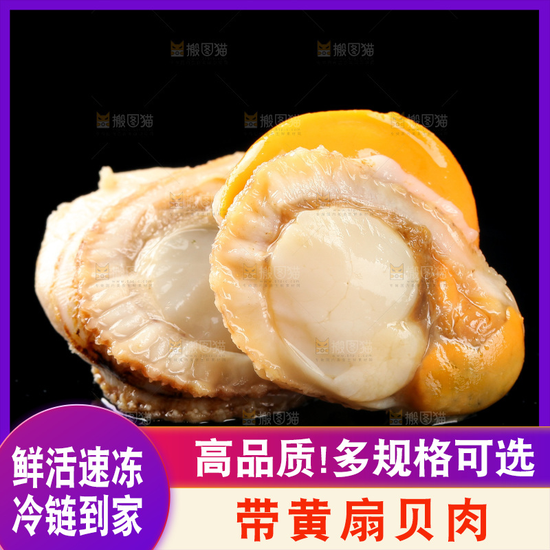 深底上的带黄扇贝肉