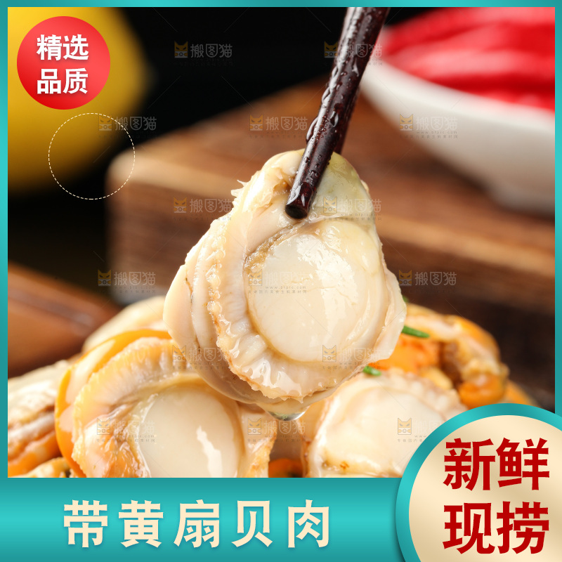 深底上的带黄扇贝肉