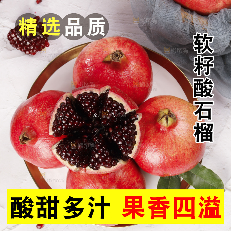 浅底上的黒籽酸石榴