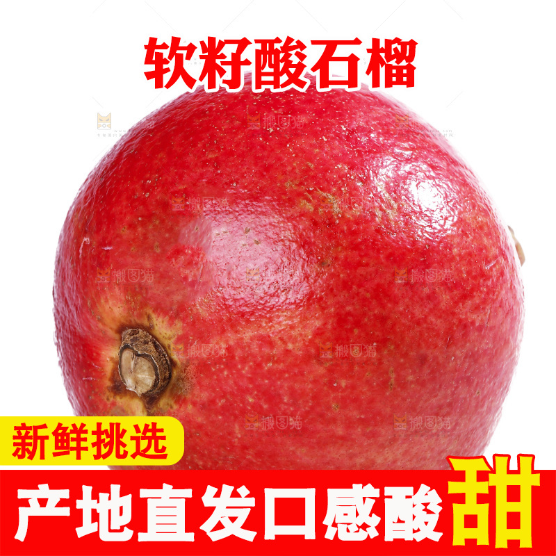白底上的黒籽酸石榴