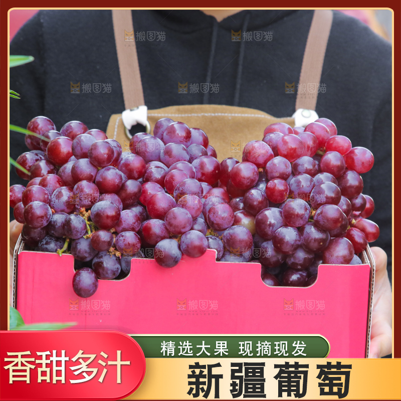 手里拿着新鲜葡萄