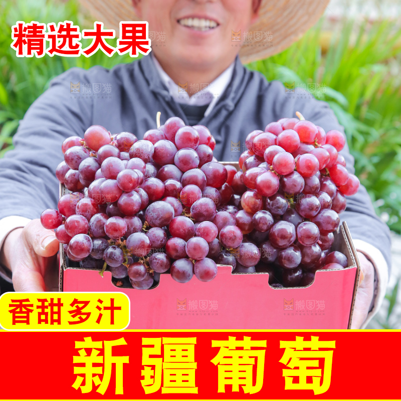 手里拿着新鲜葡萄