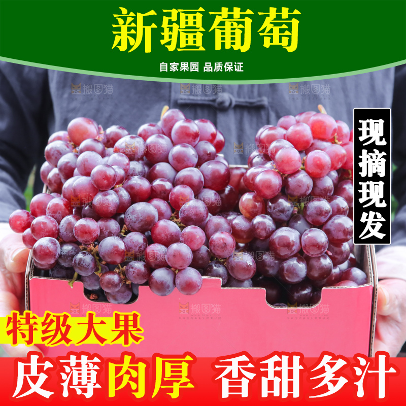 手里拿着新鲜葡萄