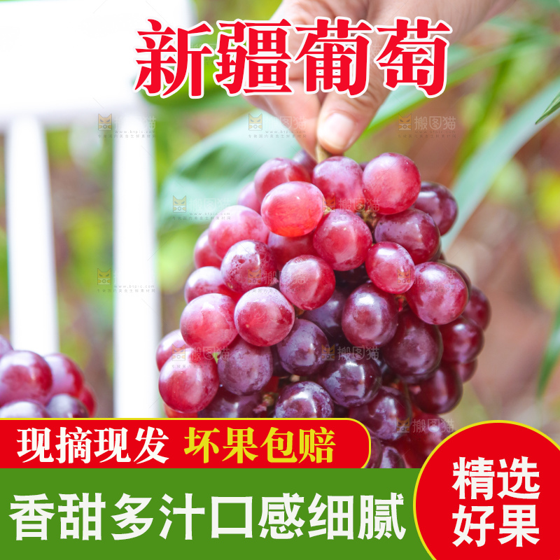 手里拿着新鲜葡萄