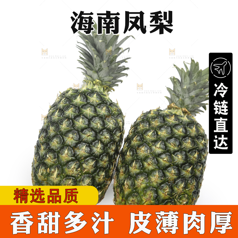白底上的新鲜凤梨