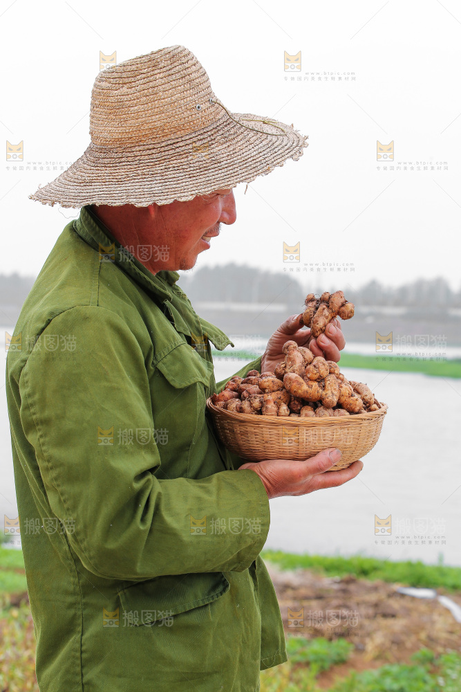 手里拿着沙姜