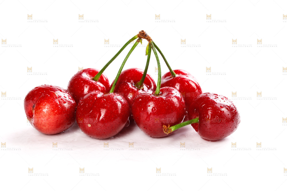 白底上的樱桃