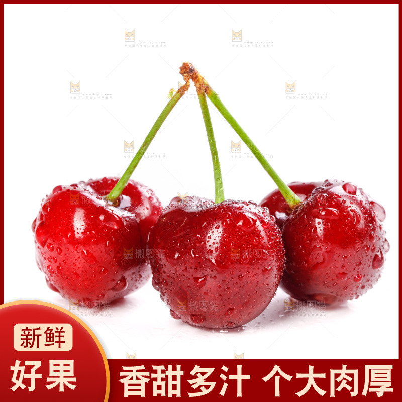 白底上的樱桃