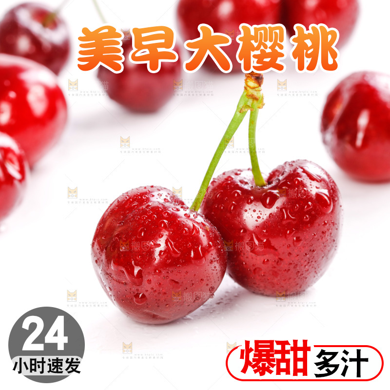 白底上的樱桃