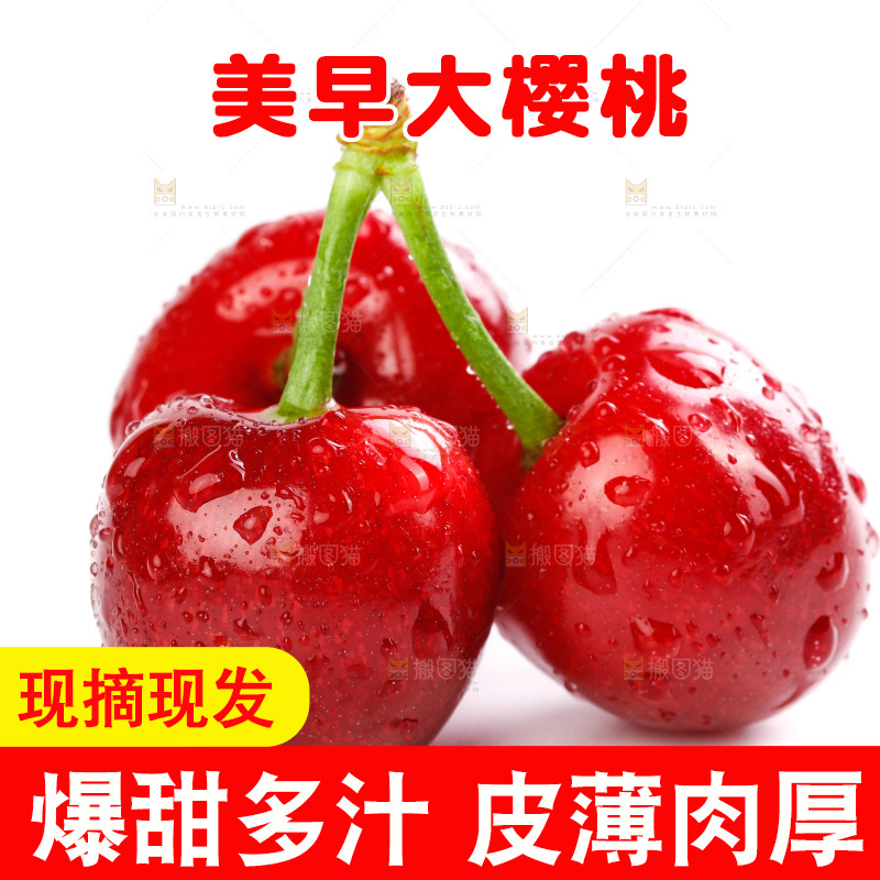 白底上的樱桃