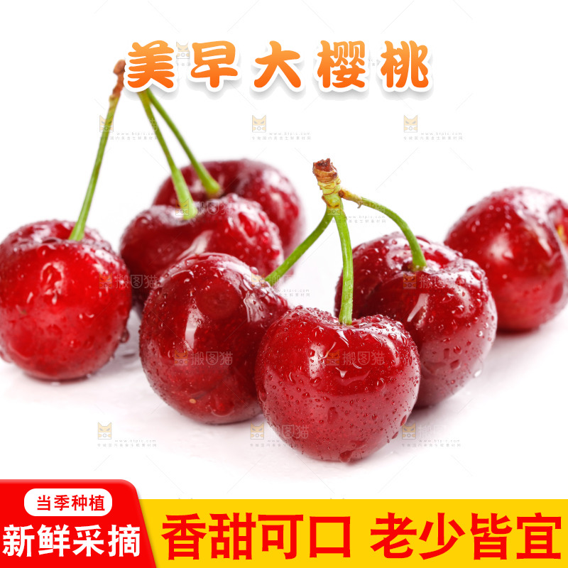 白底上的樱桃