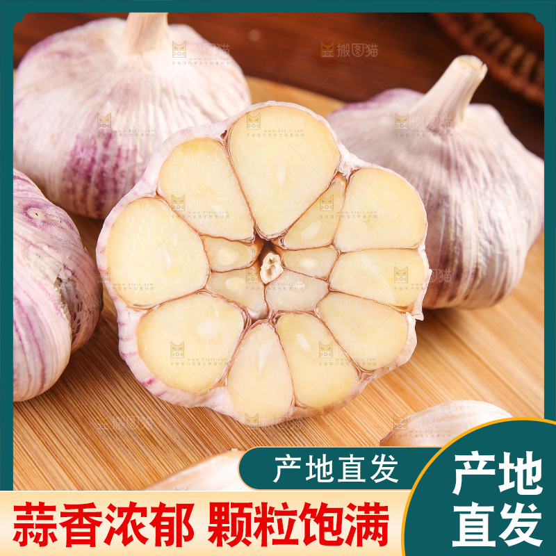 木底上的紫皮大蒜
