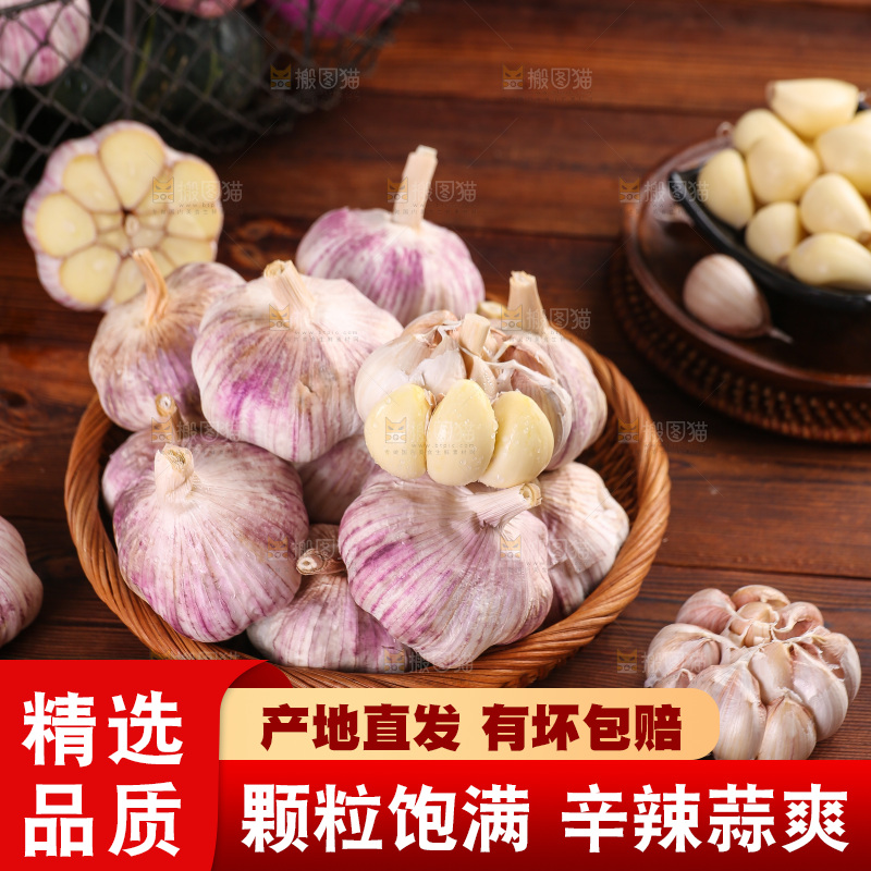 木底上的紫皮大蒜