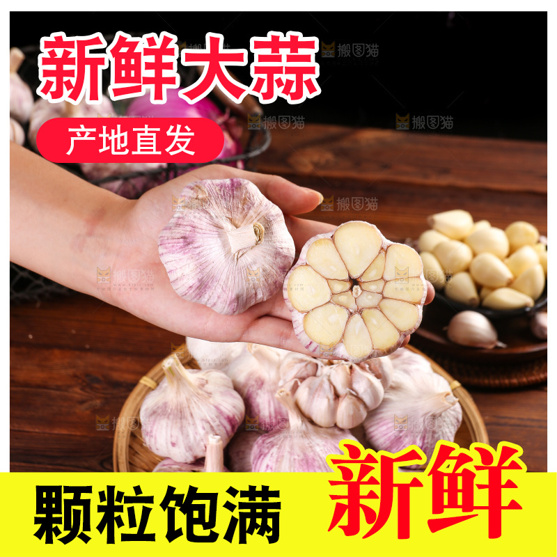木底上的紫皮大蒜