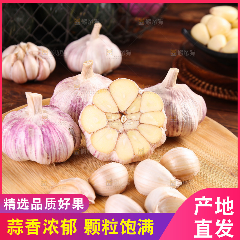 木底上的紫皮大蒜