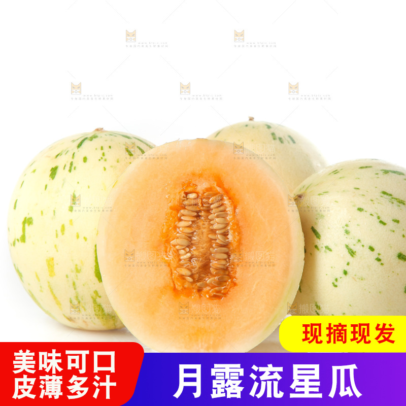 白底上的月露流星蜜瓜