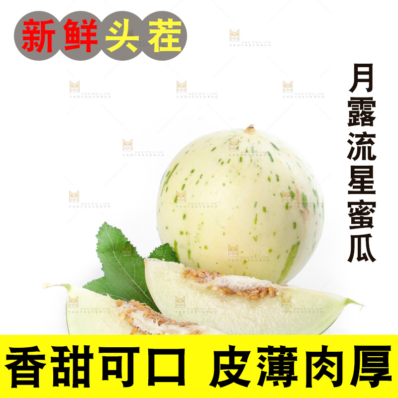 白底上的月露流星蜜瓜