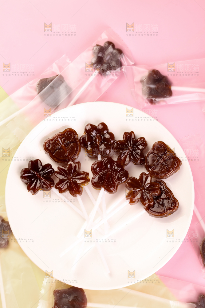 浅底上的秋梨膏棒棒糖