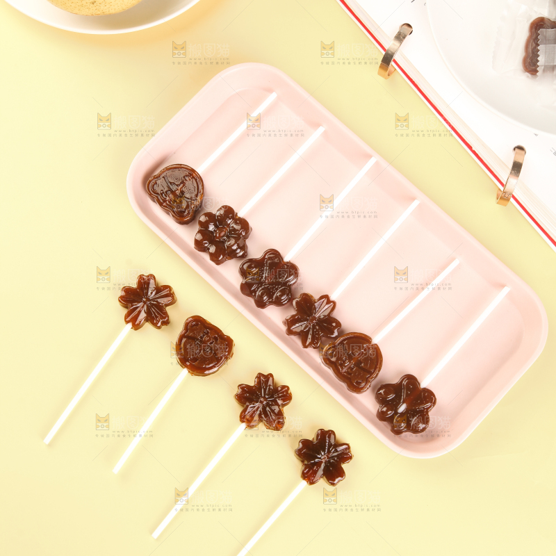 浅底上的秋梨膏棒棒糖