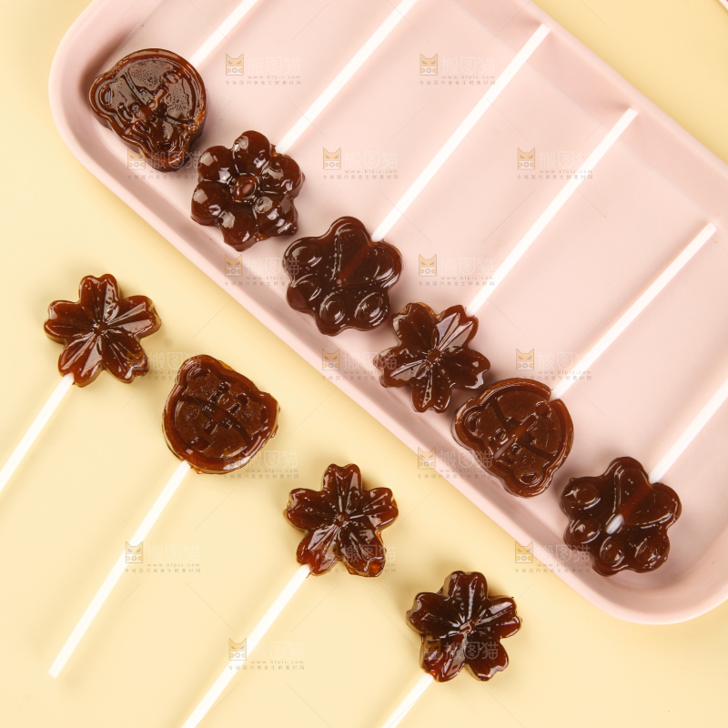 浅底上的秋梨膏棒棒糖