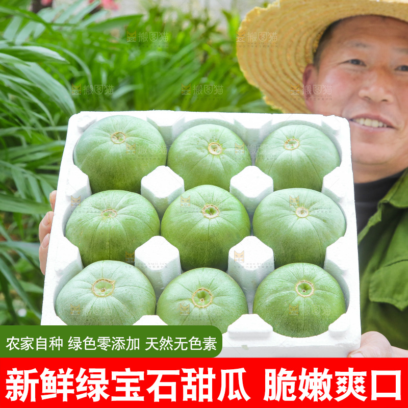 手里拿着绿宝甜瓜