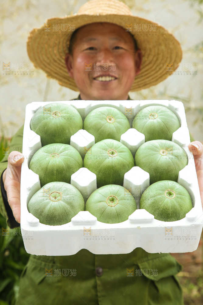 手里拿着绿宝甜瓜