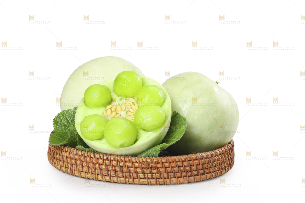 白底上的玉菇甜瓜