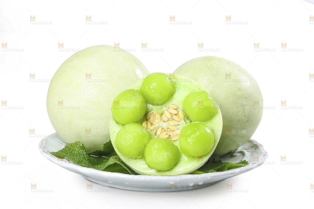 白底上的玉菇甜瓜