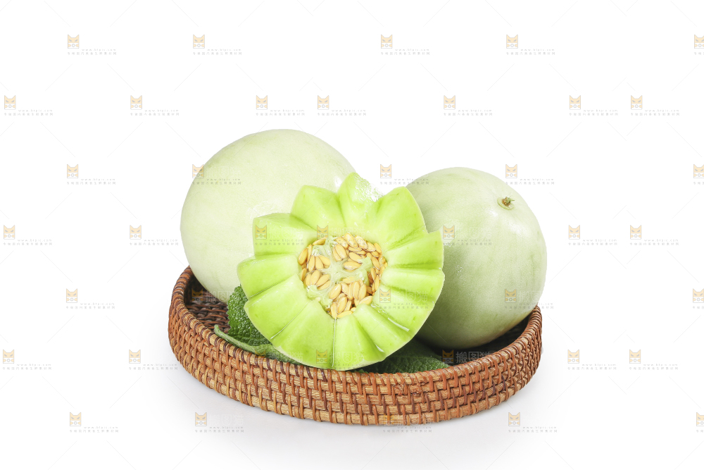 白底上的玉菇甜瓜