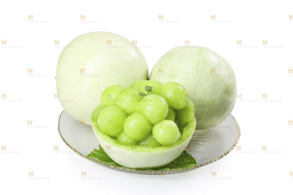白底上的玉菇甜瓜