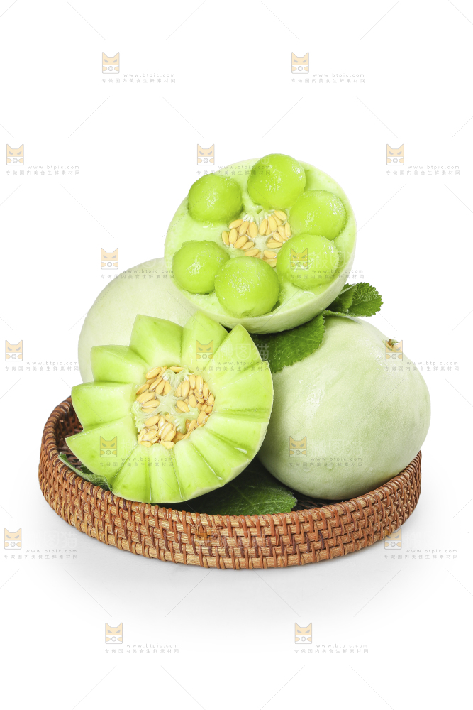 白底上的玉菇甜瓜
