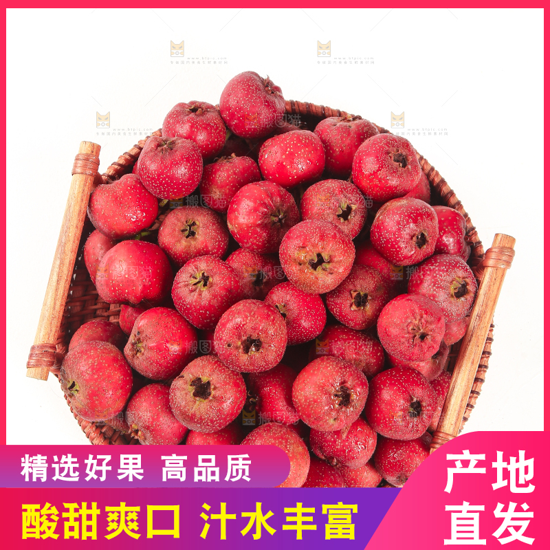 白底上的新鲜山楂