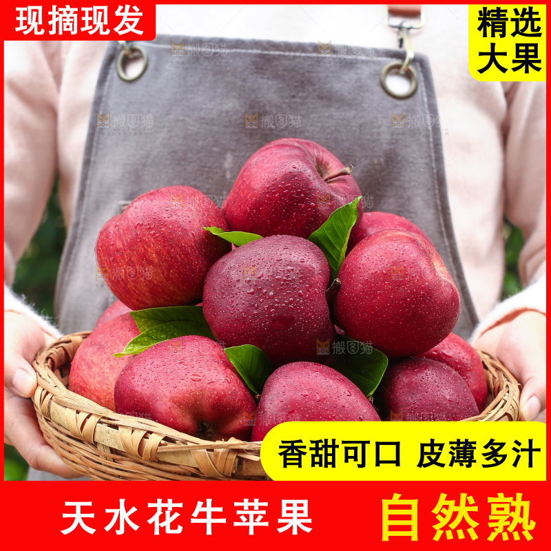 手里拿着花牛苹果
