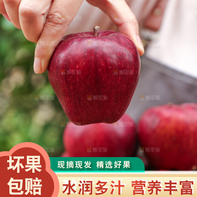 手里拿着花牛苹果