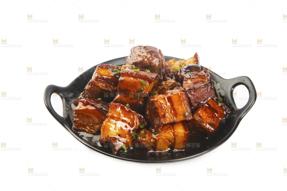 白底上的红烧肉