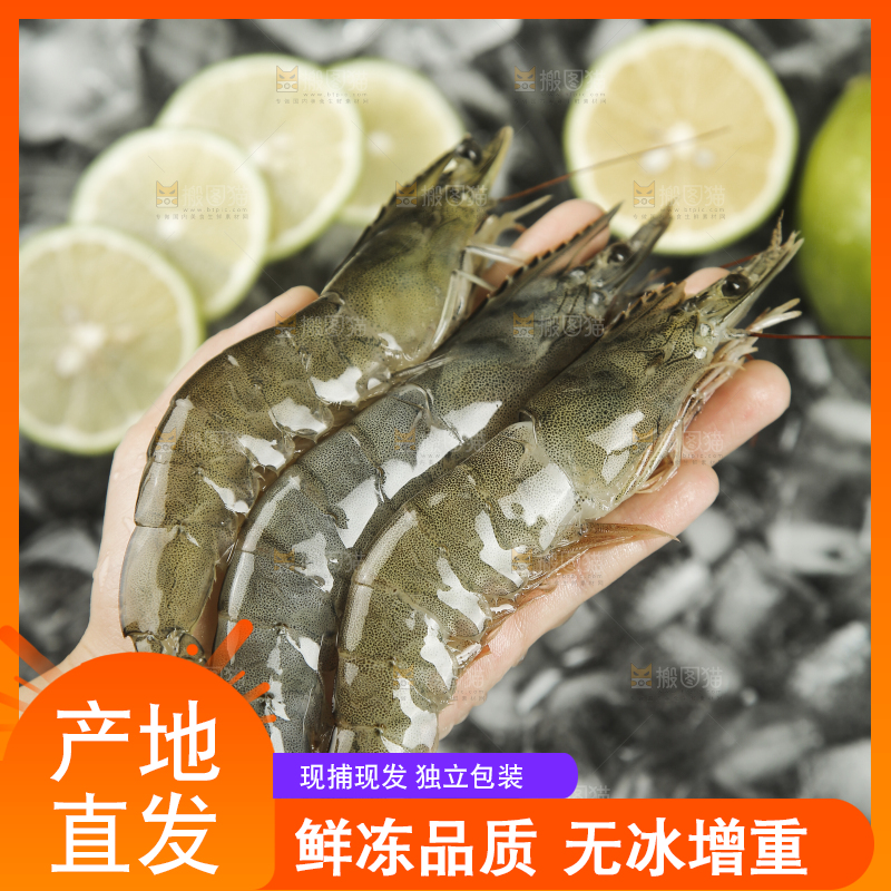 手里拿着青岛大虾