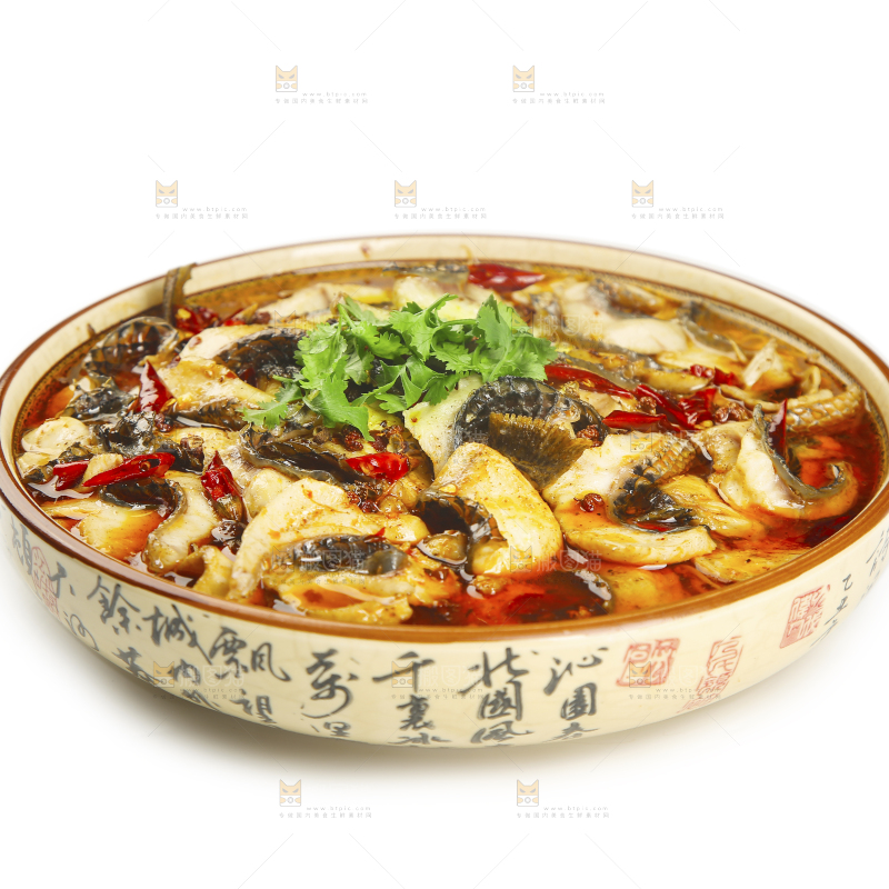 白底上的水煮鱼