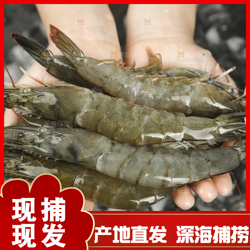 手里拿着青岛大虾
