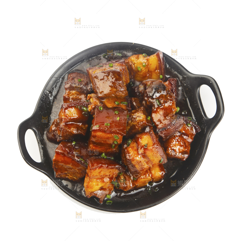 白底上的红烧肉