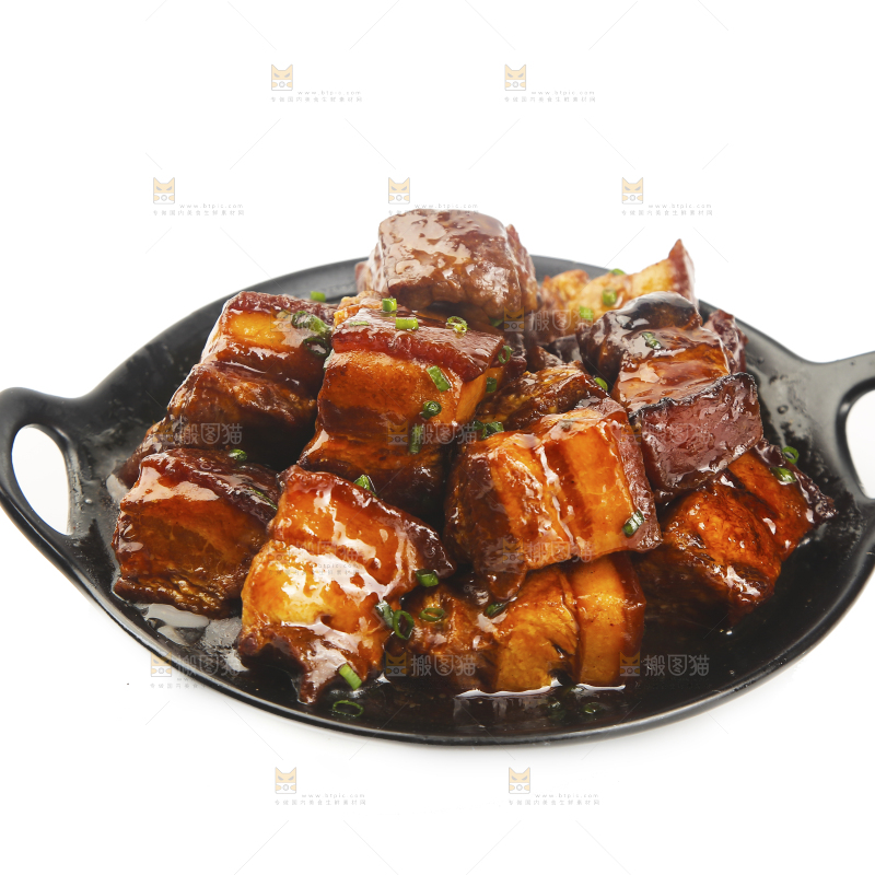白底上的红烧肉