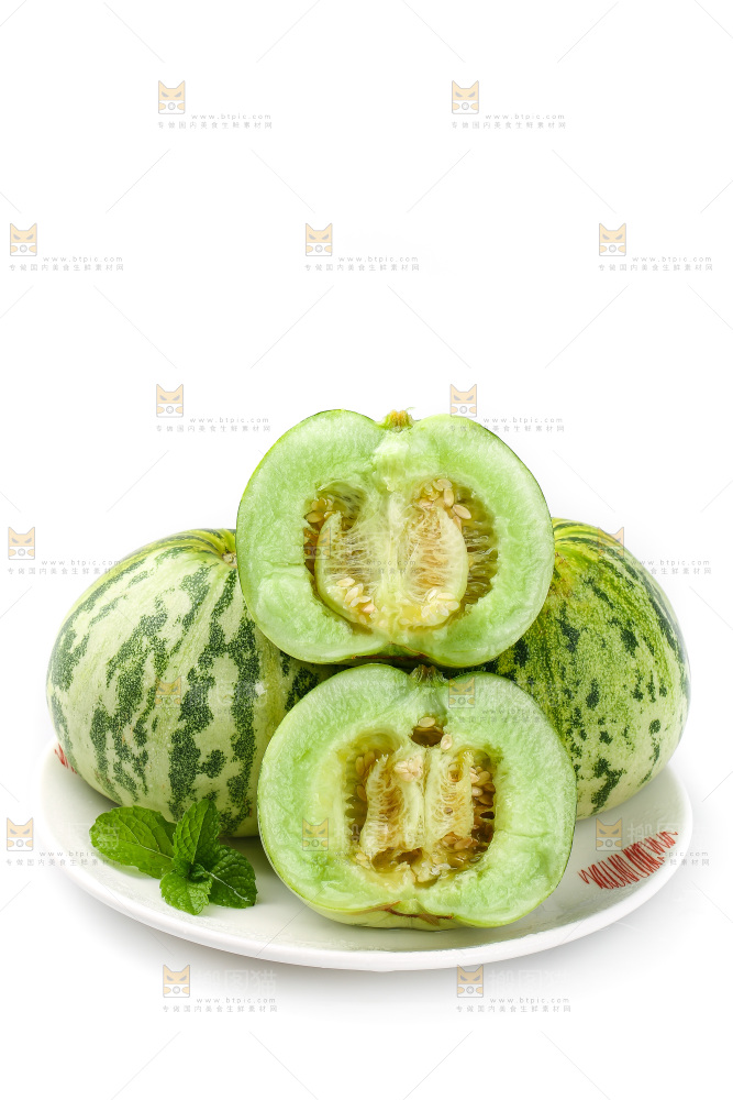 白底上的花蕾甜瓜