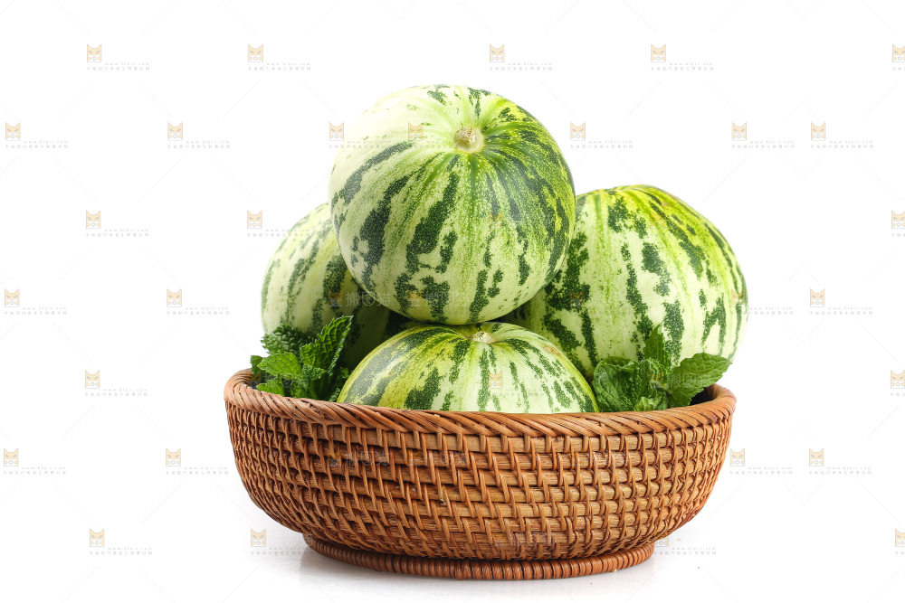 白底上的花蕾甜瓜