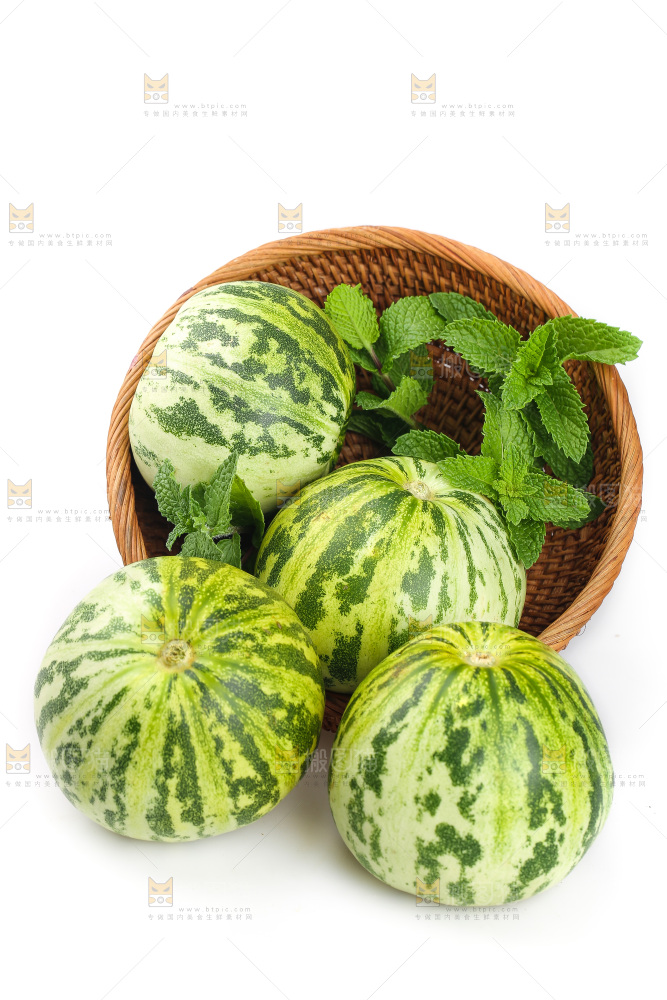 白底上的花蕾甜瓜