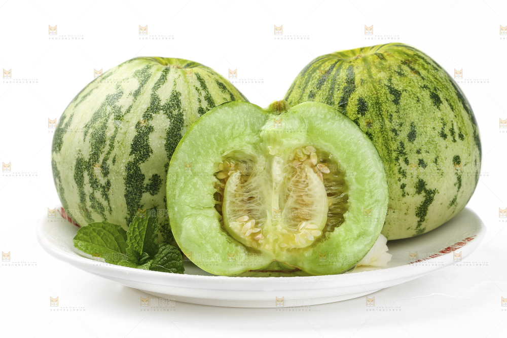 白底上的花蕾甜瓜